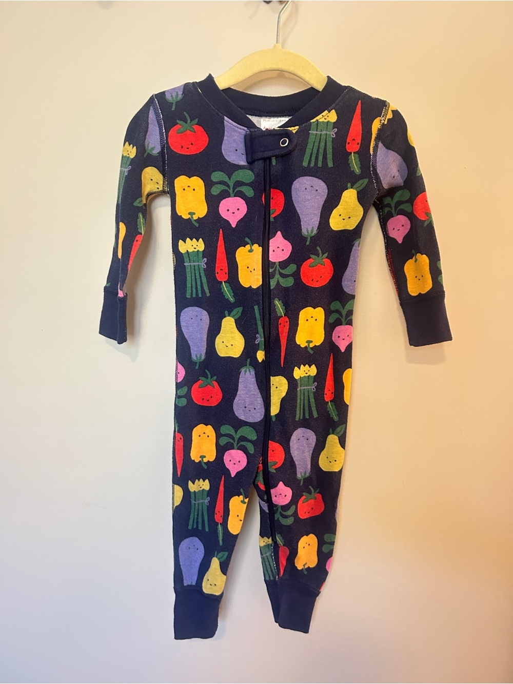 Hanna Andersson Organic Cotton Navy Vegetable Print One-Piece Pajamas